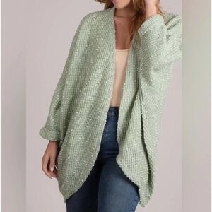Fantastic Fawn Light Green and White Speckled Cocoon Cardigan. Size Small.